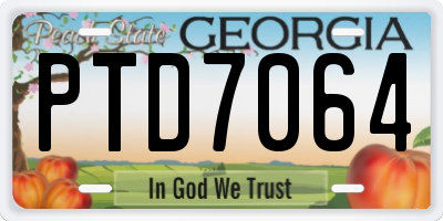 GA license plate PTD7064