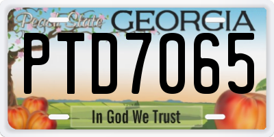 GA license plate PTD7065
