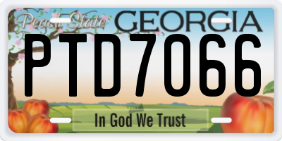 GA license plate PTD7066