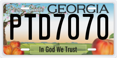 GA license plate PTD7070