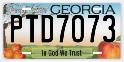 GA license plate PTD7073