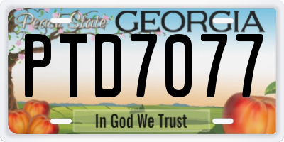 GA license plate PTD7077