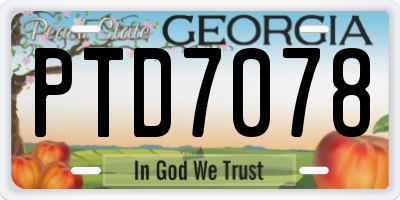 GA license plate PTD7078