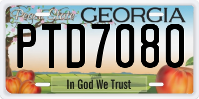 GA license plate PTD7080