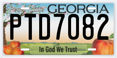 GA license plate PTD7082