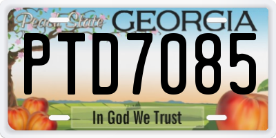 GA license plate PTD7085