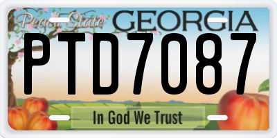 GA license plate PTD7087