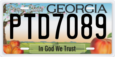 GA license plate PTD7089