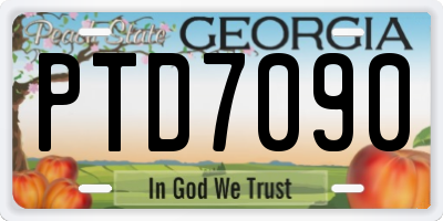 GA license plate PTD7090