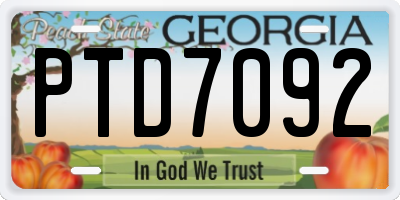 GA license plate PTD7092