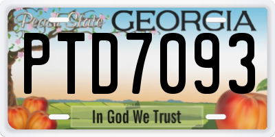 GA license plate PTD7093