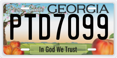 GA license plate PTD7099