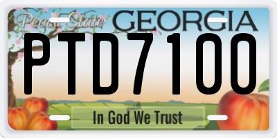 GA license plate PTD7100