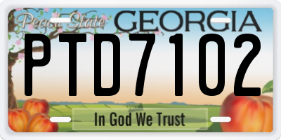 GA license plate PTD7102