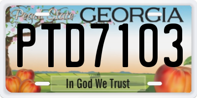 GA license plate PTD7103