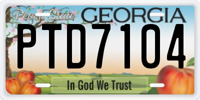 GA license plate PTD7104