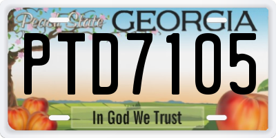 GA license plate PTD7105