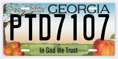 GA license plate PTD7107