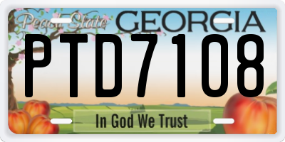 GA license plate PTD7108