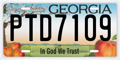 GA license plate PTD7109