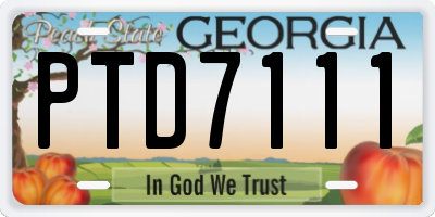 GA license plate PTD7111