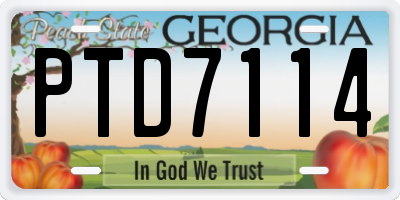 GA license plate PTD7114