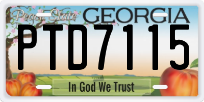 GA license plate PTD7115