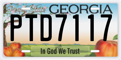 GA license plate PTD7117