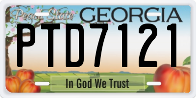 GA license plate PTD7121