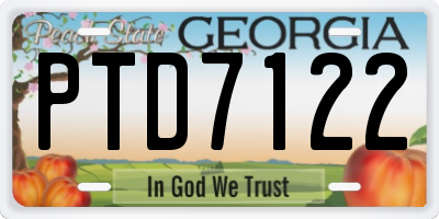 GA license plate PTD7122