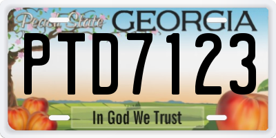 GA license plate PTD7123
