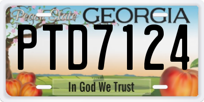 GA license plate PTD7124