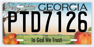 GA license plate PTD7126