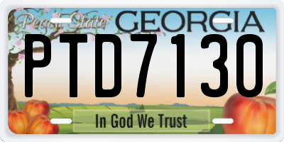 GA license plate PTD7130