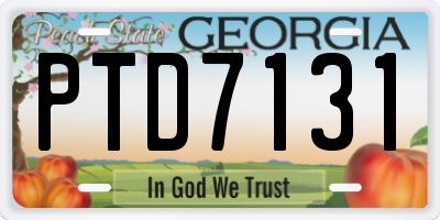 GA license plate PTD7131