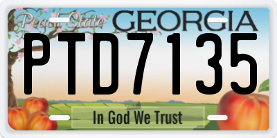 GA license plate PTD7135