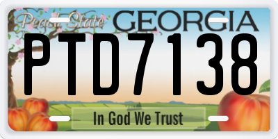 GA license plate PTD7138