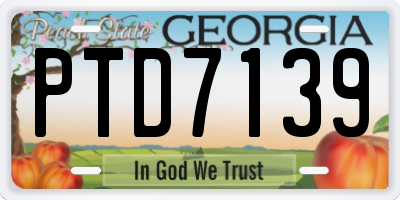 GA license plate PTD7139