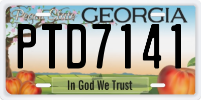 GA license plate PTD7141