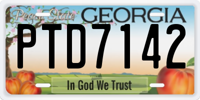 GA license plate PTD7142