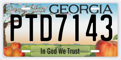 GA license plate PTD7143