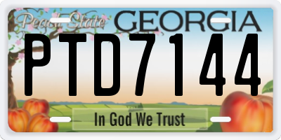 GA license plate PTD7144