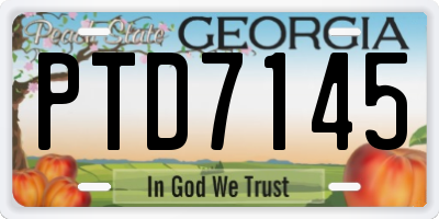 GA license plate PTD7145