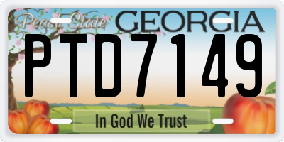GA license plate PTD7149