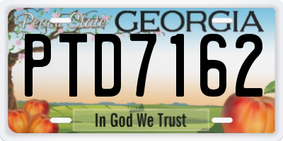 GA license plate PTD7162