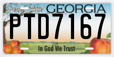 GA license plate PTD7167