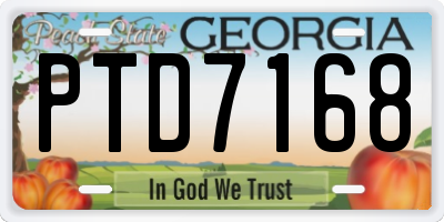 GA license plate PTD7168