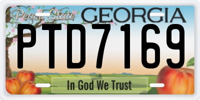 GA license plate PTD7169