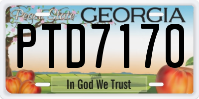 GA license plate PTD7170