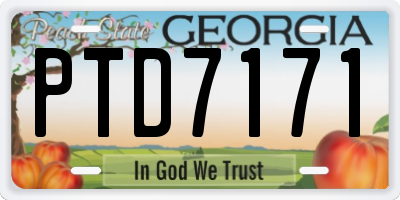 GA license plate PTD7171